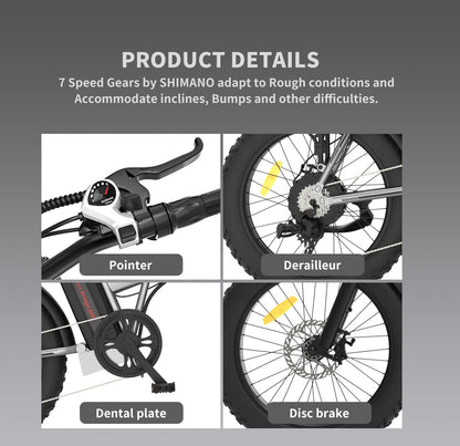 Inch Foldable Fat Tire Electric Bike 48V