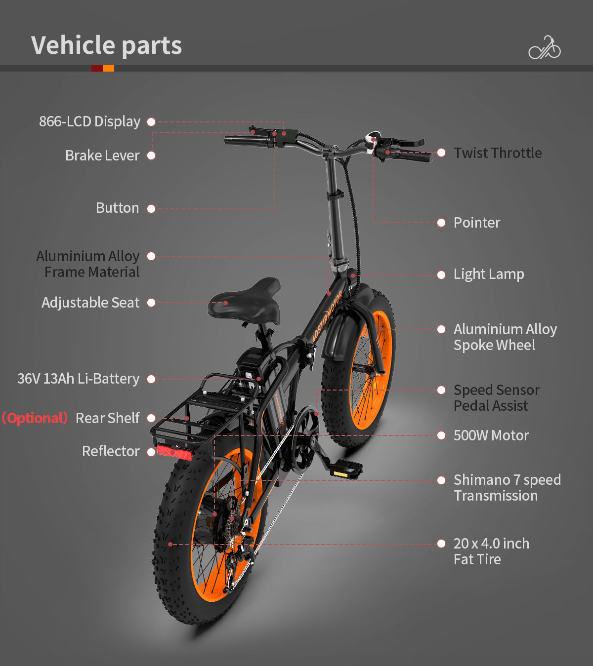 Foldable Fat Tire E-Bike 36V 500W