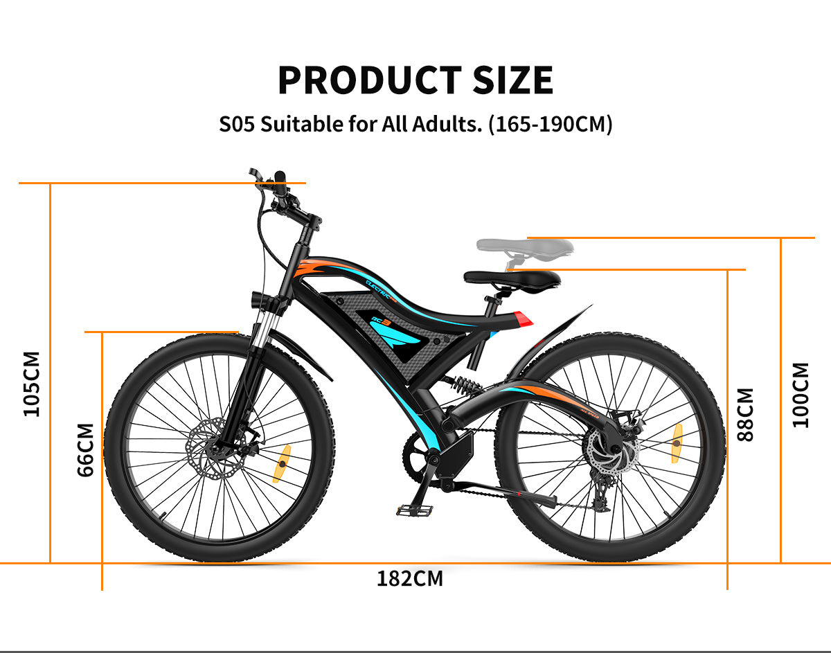 Inch E-Bike Front Suspension & Dual Mechanical Disc Brakes
