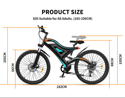 Inch E-Bike Front Suspension & Dual Mechanical Disc Brakes