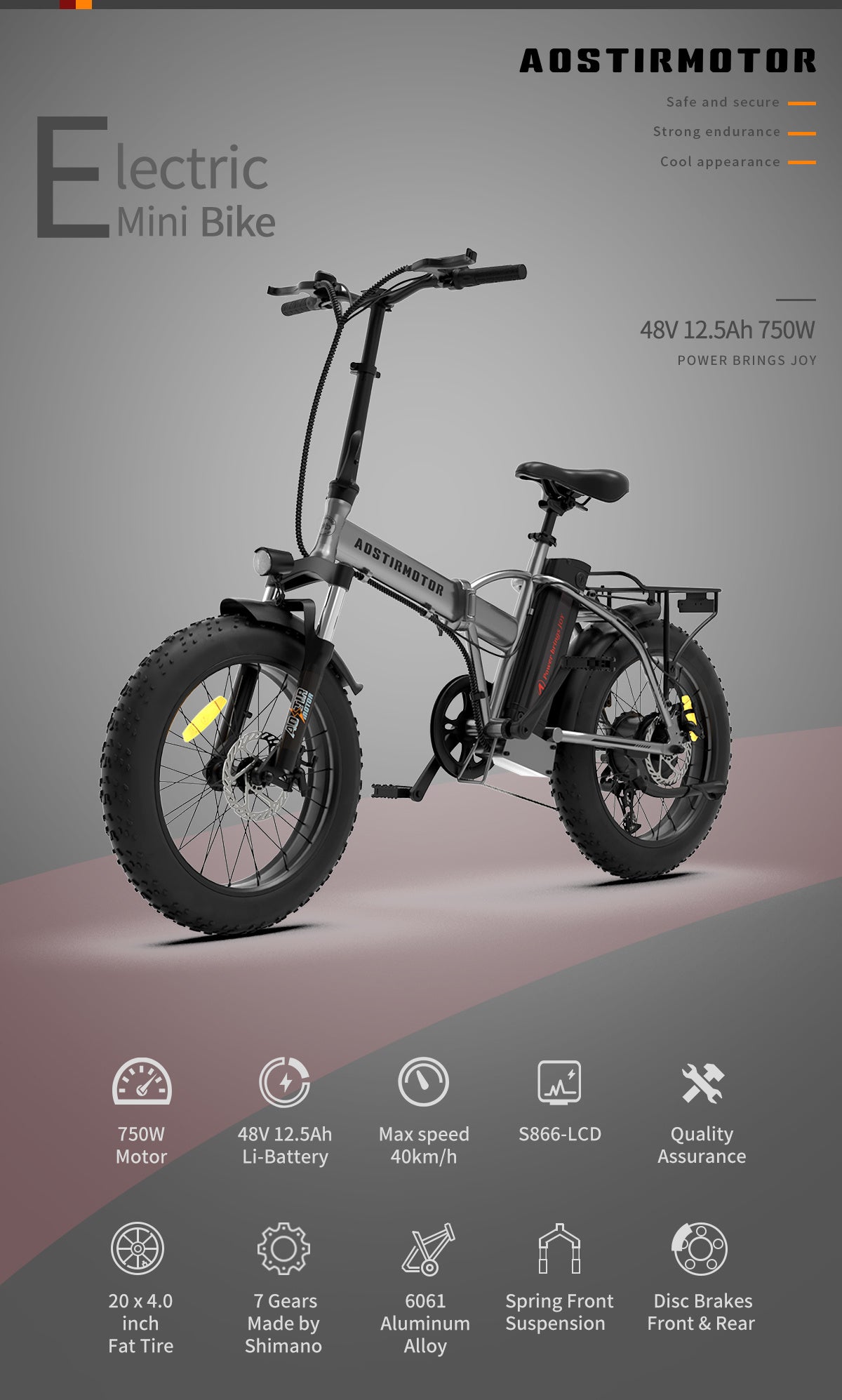 Inch Foldable Fat Tire Electric Bike 48V