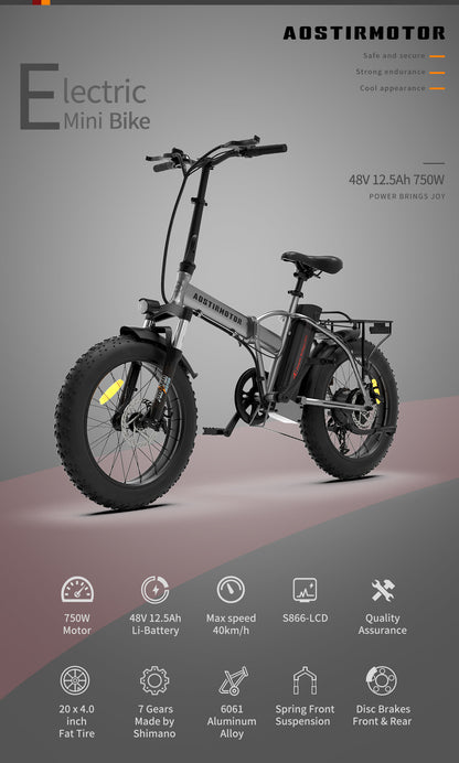Inch Foldable Fat Tire Electric Bike 48V