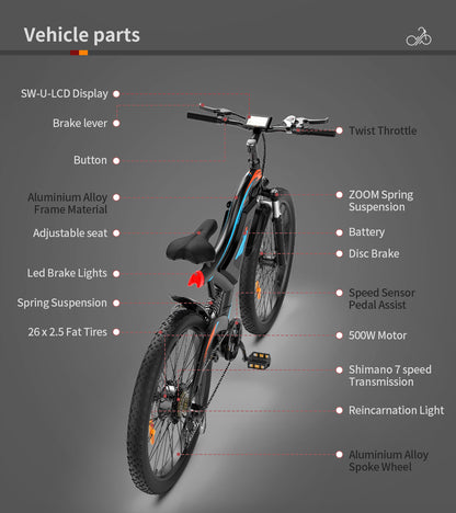 Inch E-Bike Front Suspension & Dual Mechanical Disc Brakes